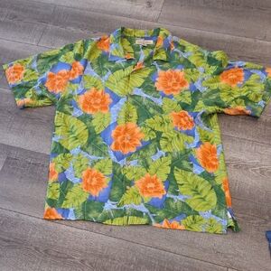Tommy Bahama Orange and Green Casual Button Down Shirt